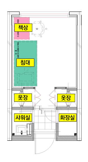 제1기숙사 1인실 구조도