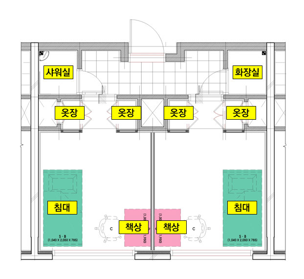 제1기숙사 2인실 구조도